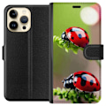 Miniatyrbillede 1 af 3: Apple iPhone 14 Pro Max Tegnebogsetui Ladybug Insekt Held Symbol Naturlig Motiv Populær Grafisk Motiv Dekoration Sommer Tur