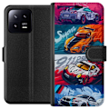 Pikkukuva 1 / 3: Xiaomi 13 Lompakkokotelo Nopeat Autot - Piirretty Kuvio Toiminnalla