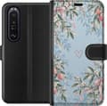 Kompatibel Tegnebogsetui til Sony Xperia 1 III Blomsterhjerte blå
