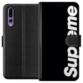 Miniatyrbillede 1 af 3: Huawei P20 Pro Tegnebogsetui Supreme Sort Hvid Streetwear Design Klassisk Modeikon Trend Urban Stil Grafiskt Motiv Populær