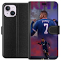 Miniatyrbillede 1 af 3: Apple iPhone 15 Plus Tegnebogsetui MAP Fodbold Design Grafisk Mønster Moderne Sportsmotiv Trend Fodbold Populær Grafisk Stil Motiv