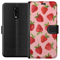 Miniatyrbild 1 av 3: OnePlus 6T Plånboksfodral Strawberry Dreams – jordgubbsmönster i retrostil