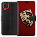 Miniatyrbillede 1 af 3: Samsung Galaxy A12 Tegnebogsetui Mobil etui med stilfuld Porce-logo i sort og hvid