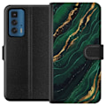Miniatyrbillede 1 af 3: Motorola Edge 20 Pro Tegnebogsetui Marmor Guld Grøn