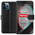 Miniatyrbillede 1 af 3: Apple iPhone 12 Pro Tegnebogsetui Supreme Albert Einstein 3D Motiv Streetwear Design Populær Videnskab Ikonisk Grafisk Urban Kunst
