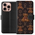Miniatyrbillede 1 af 3: Apple iPhone 16 Pro Tegnebogsetui Louis Vuitton Teddybjørn Mønster Luksus Mode Design Populært Motiv Mode Trend Luksuriøse Accessories