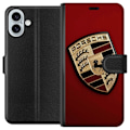 Miniatyrbillede 1 af 3: Apple iPhone 16 Plus Tegnebogsetui Mobil etui med stilfuld Porce-logo i sort og hvid