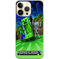 Pikkukuva 1 / 3: Apple iPhone 15 Pro Max Läpinäkyvä kuori Minecraft Creeper mobilskal i klassisk grön pixelstil