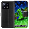 Miniatyrbillede 1 af 3: Xiaomi 13 Pro Tegnebogsetui Minecraft Creeper mobilskal i klassisk grön pixelstil