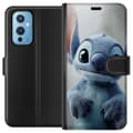 Kompatibel Tegnebogsetui til OnePlus 9 Blåt rumvæsen i nærbillede - figurportræt i blå toner blå