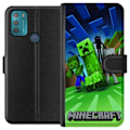 Pikkukuva 1 / 3: Motorola Moto G50 Lompakkokotelo Minecraft Creeper mobilskal i klassisk grön pixelstil