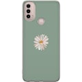 Pikkukuva 1 / 3: Motorola Moto E40 Läpinäkyvä kuori Vihreä Minimalikukka - tyylikäs kukka vihreällä taustalla