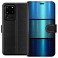 Miniatyrbillede 1 af 3: Samsung Galaxy S20 Ultra Tegnebogsetui Blå Metallic Striber