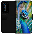 Miniatyrbillede 1 af 3: Huawei P40 Pro Tegnebogsetui Påfugle Fjer Farverig Design Fuglemotiv Eksotisk Grafisk Motiv Natur Luksuriøs Dekoration