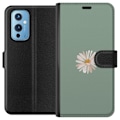 Pikkukuva 1 / 3: OnePlus 9 Lompakkokotelo Vihreä Minimalikukka - tyylikäs kukka vihreällä taustalla