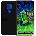 Pikkukuva 1 / 3: Motorola Moto G9 Play Lompakkokotelo Minecraft Creeper mobilskal i klassisk grön pixelstil