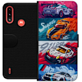 Pikkukuva 1 / 3: Motorola Moto E7 Power Lompakkokotelo Nopeat Autot - Piirretty Kuvio Toiminnalla