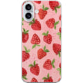 Miniatyrbild 1 av 3: Apple iPhone 16 Plus Genomskinligt Skal Strawberry Dreams – jordgubbsmönster i retrostil
