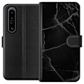 Miniatyrbillede 1 af 3: Sony Xperia 1 IV Tegnebogsetui Sort marmor