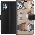 Kompatibelt Plånboksfodral till Samsung Galaxy A32 5G Beige polygonhundar beige