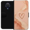 Kompatibelt Plånboksfodral till Nokia G20 Persikohjärta orange