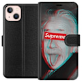Miniatyrbillede 1 af 3: Apple iPhone 13 Tegnebogsetui Supreme Albert Einstein 3D Motiv Streetwear Design Populær Videnskab Ikonisk Grafisk Urban Kunst