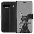 Miniatyrbillede 1 af 3: Google Pixel 7a Tegnebogsetui Grå Hund Grafisk Design Sejt Dyremotiv Gadekunst Urban Trend Hundeejer Stil Populært Motiv