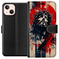 Pikkukuva 1 / 3: Apple iPhone 13 Lompakkokotelo Jeesus ristillä - kristillinen aihe vahvalla symboliikalla uskosta ja toivosta