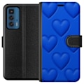 Miniatyrbilde 1 av 3: Motorola Edge 20 Pro Lommeboketui Blå Hjerter