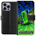 Miniatyrbillede 1 af 3: Apple iPhone 16 Pro Max Tegnebogsetui Minecraft Creeper mobilskal i klassisk grön pixelstil
