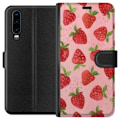 Miniatyrbillede 1 af 3: Huawei P30 Tegnebogsetui Jordbærdrømme - Retro-stil jordbær