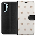 Miniatyrbillede 1 af 3: Huawei P30 Pro Tegnebogsetui Teddybaggrund - søde teddybjørne mod en blød baggrund