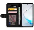 Miniatyrbillede 2 af 2: Kompatibel Tegnebogsetui til Samsung Galaxy Note 10 Lite KATSEYE-logo med gul stjerne, lilla omløbsringe og lys typografi på sort baggrund sort