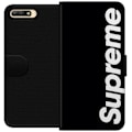 Miniatyrbillede 1 af 3: Huawei Y6 (2018) Tegnebogsetui Supreme Sort Hvid Streetwear Design Klassisk Modeikon Trend Urban Stil Grafiskt Motiv Populær
