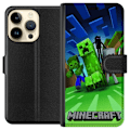 Miniatyrbillede 1 af 3: Apple iPhone 14 Pro Tegnebogsetui Minecraft Creeper mobilskal i klassisk grön pixelstil