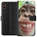 Miniatyrbillede 1 af 3: Apple iPhone XS Tegnebogsetui Chimp Selfie Rolig Grafisk Design Abe Dyremotiv Trendy Sjovt Motiv Populært Urban Kunst Stil