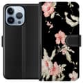 Kompatibelt Plånboksfodral till Apple iPhone 13 Pro Floral Pattern Black