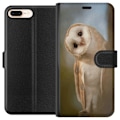 Pikkukuva 1 / 3: Apple iPhone 8 Plus Lompakkokotelo Uggla Utelias Katse Lintumotiivi Metsä Luonto Grafinen Suunnittelu Suosittu Motiivi Eläin Teema Koriste