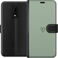 Kompatibel Tegnebogsetui til OnePlus 7 Minimalistisk sort håndtegnet hjerte på en stilren lysegrøn baggrund grøn