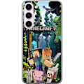 Pikkukuva 1 / 3: Samsung Galaxy S23+ Läpinäkyvä kuori Minecraft-matkapuhelinkotelo metsällä ja pikselityylisillä hahmoilla