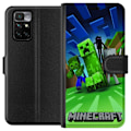 Pikkukuva 1 / 3: Xiaomi Redmi 10 Lompakkokotelo Minecraft Creeper mobilskal i klassisk grön pixelstil