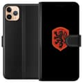 Miniatyrbillede 1 af 3: Kompatibel Tegnebogsetui til Apple iPhone 11 Pro Max Orange skjold med sort heraldisk løve mod sort baggrund sort