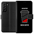 Miniatyrbillede 1 af 3: Samsung Galaxy S21+ 5G Tegnebogsetui Lavt Batteri Behøver Kaffe