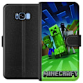 Miniatyrbillede 1 af 3: Samsung Galaxy S8 Tegnebogsetui Minecraft Creeper mobilskal i klassisk grön pixelstil