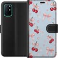 Kompatibelt Lommeboketui til OnePlus 8T Sommerkirsebær blå