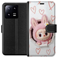 Miniatyrbillede 1 af 3: Xiaomi 13 Pro Tegnebogsetui Labubu Hjerte Baggrund Pop Mart Kærlighed Tema Karakter Design Populært Motiv Samlerfigur Kunst Legetøj Serie