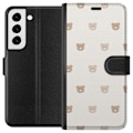 Miniatyrbillede 1 af 3: Samsung Galaxy S22+ 5G Tegnebogsetui Teddybaggrund - søde teddybjørne mod en blød baggrund