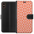 Kompatibelt Plånboksfodral till Apple iPhone XS Orange blomsterschack orange