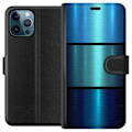 Miniatyrbillede 1 af 3: Apple iPhone 12 Pro Max Tegnebogsetui Blå Metallic Striber