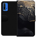 Miniatyrbillede 1 af 3: Xiaomi Redmi Note 9 4G Tegnebogsetui Sort guld abstrakt